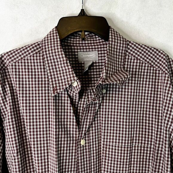 Old Navy Collection Gingham Plaid Long Sleeve Button Front Shirt Mens Size XL - Picture 3 of 9